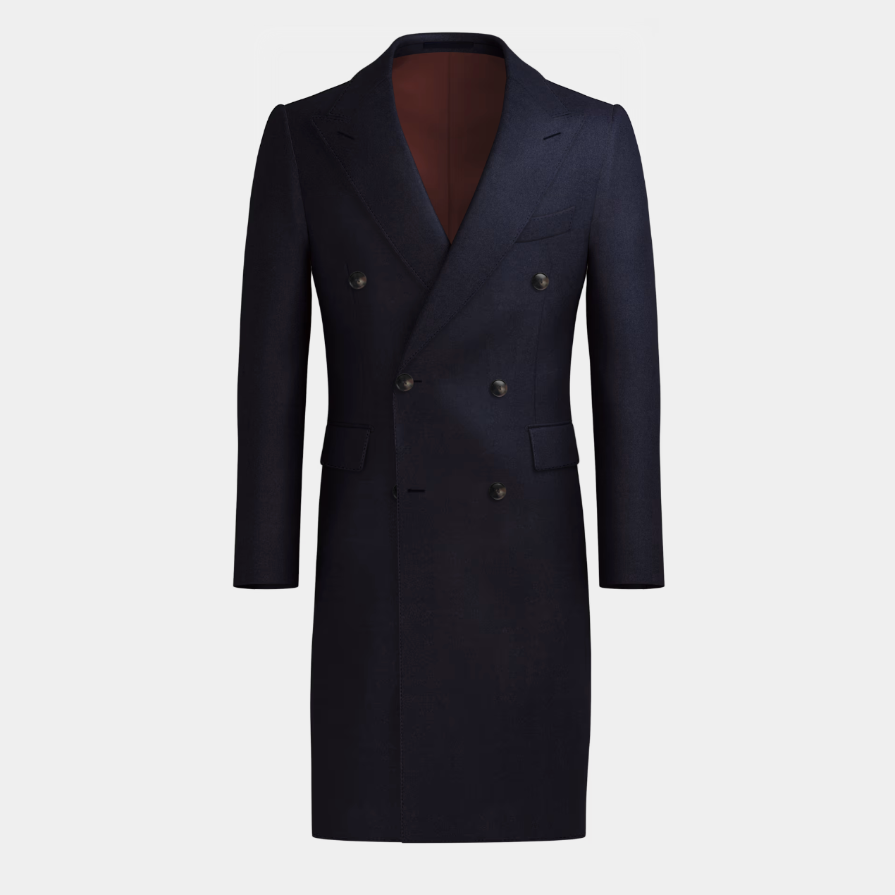 Navy Doppelreiher Mantel aus Loro Piana Schurwolle