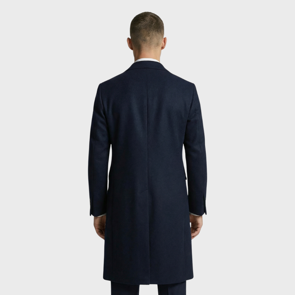 Navy Doppelreiher Mantel aus Loro Piana Schurwolle